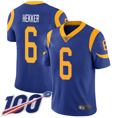 Los Angeles Rams Limited Royal Blue Men Johnny Hekker Alternate Jersey NFL Football 6 100th Season Vapor Untouchable
